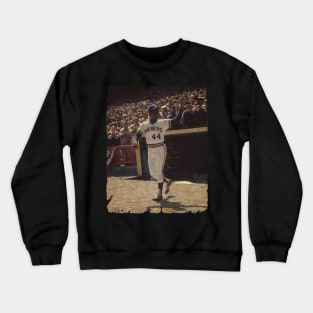 Hank Aaron in Milwaukee Brewers Crewneck Sweatshirt